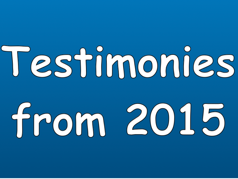Testimonies from 2015