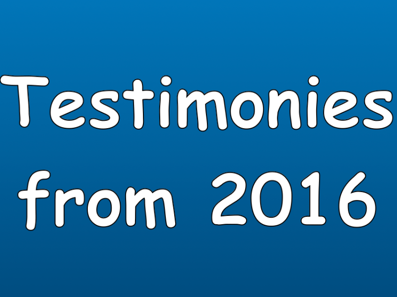 Testimonies of 2016