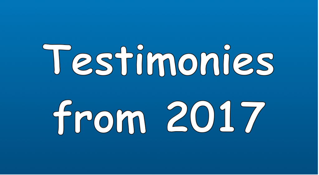 Testimonies from 2017