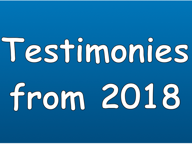 Testimonies from 2018